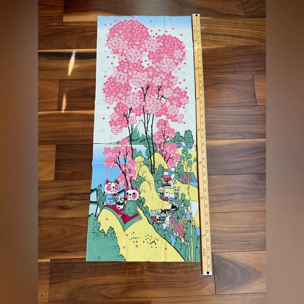 Japanese Tapestry Kawaii Cats Cherry Blossom Tree